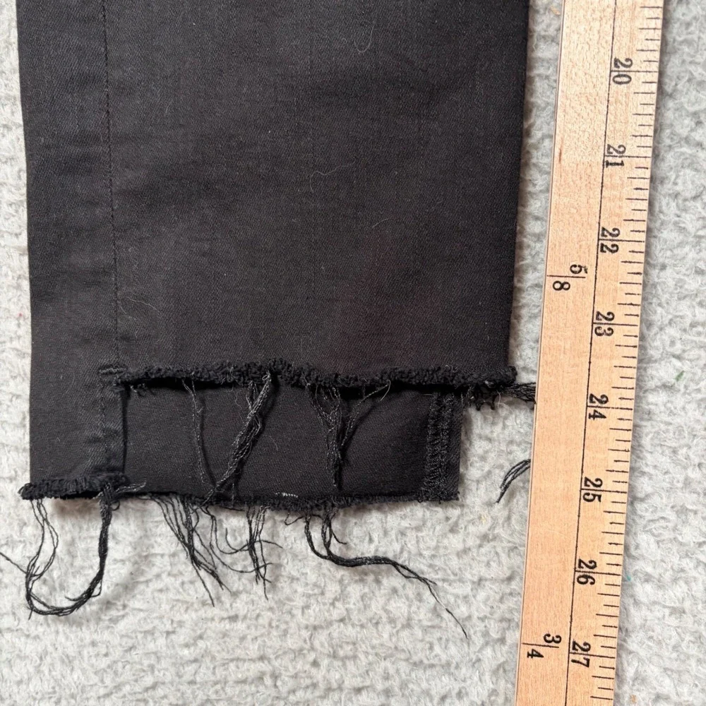 FRAME Le High Straight Jeans Film Noir Black Raw Step‎ Hem Women Size 26